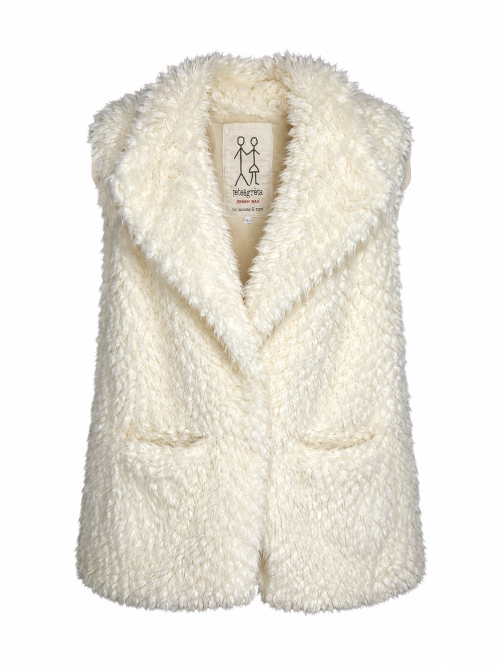 Johnny Was Pete + Greta Sherpa Faux Fur Vest Ivory Cozy Snap Front Women’s L